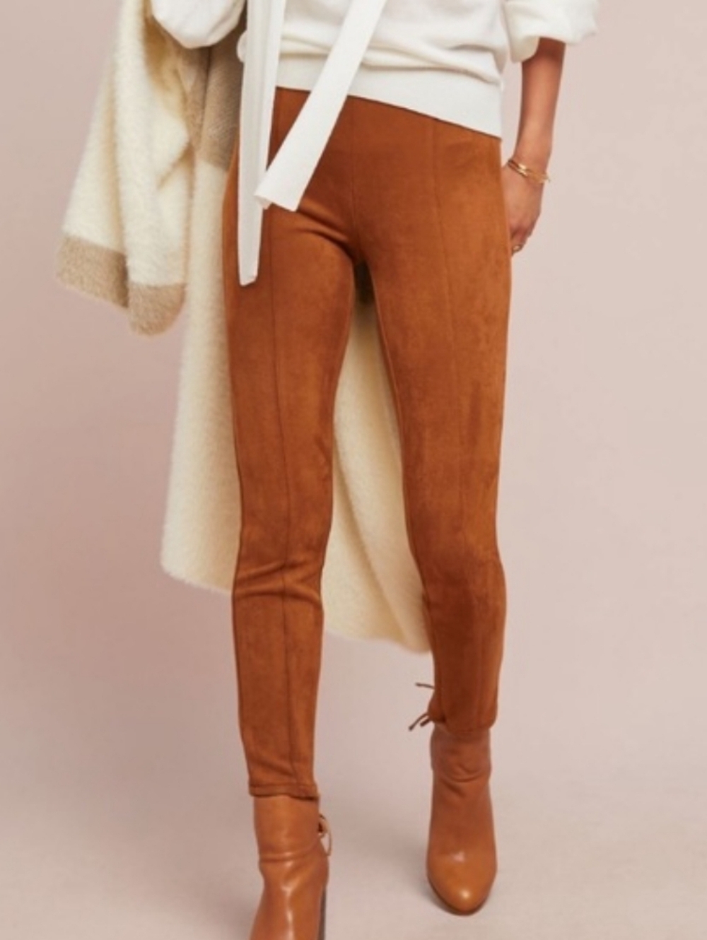 Anthropologie Rust Brown Faux-Suede Leggings_31